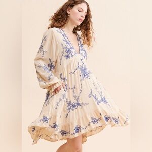 FP Estella embroidered Mini Dress, EUC, S